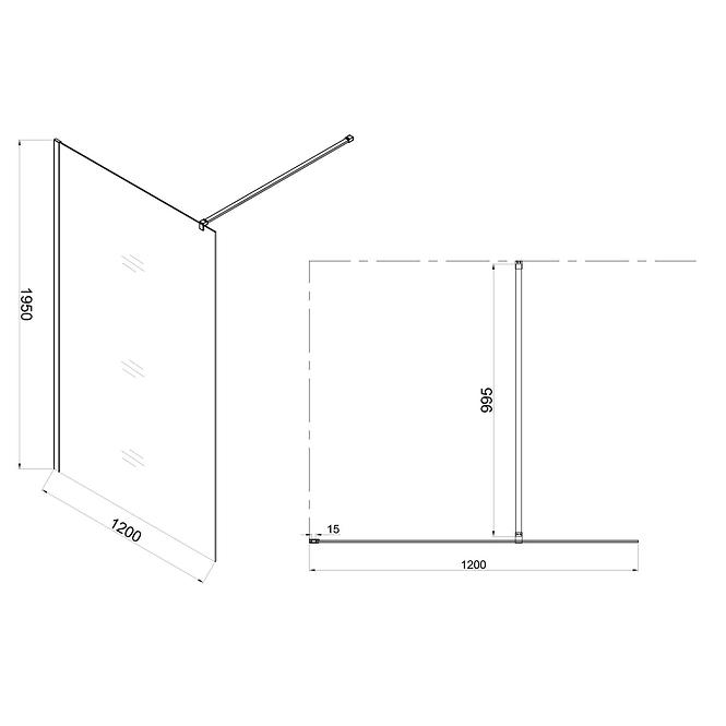 Sprchová zástěna WALK-IN Fiord 120 x 195 černý profil,3