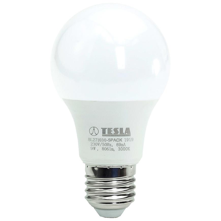 LED žárovka Bulb 9W E27 3000K - 5 pack