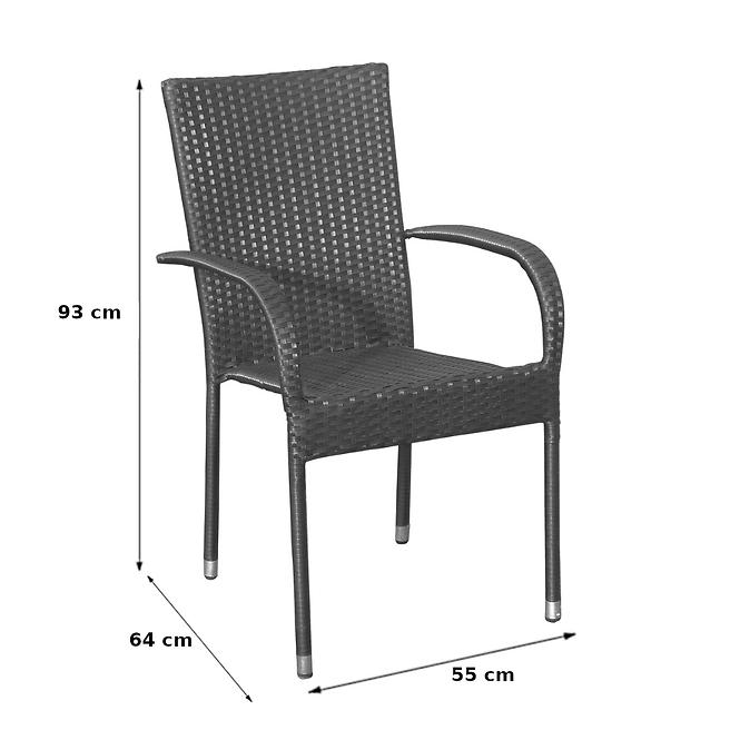 Zahradní souprava HAITI ratan stůl + 4 židli černá,2