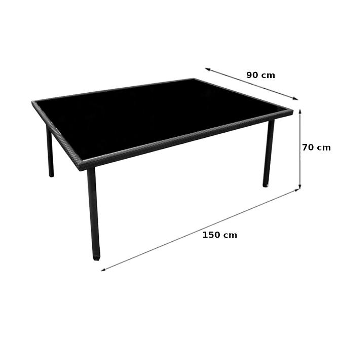 Zahradní souprava HAITI ratan stůl + 4 židli černá,3