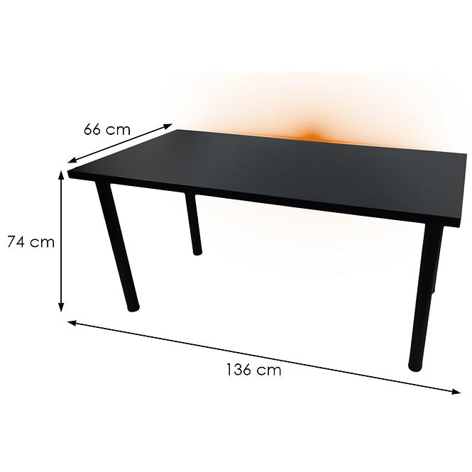 Psací Stůl Pro Hráča 136cm Model 1 Černá Horní