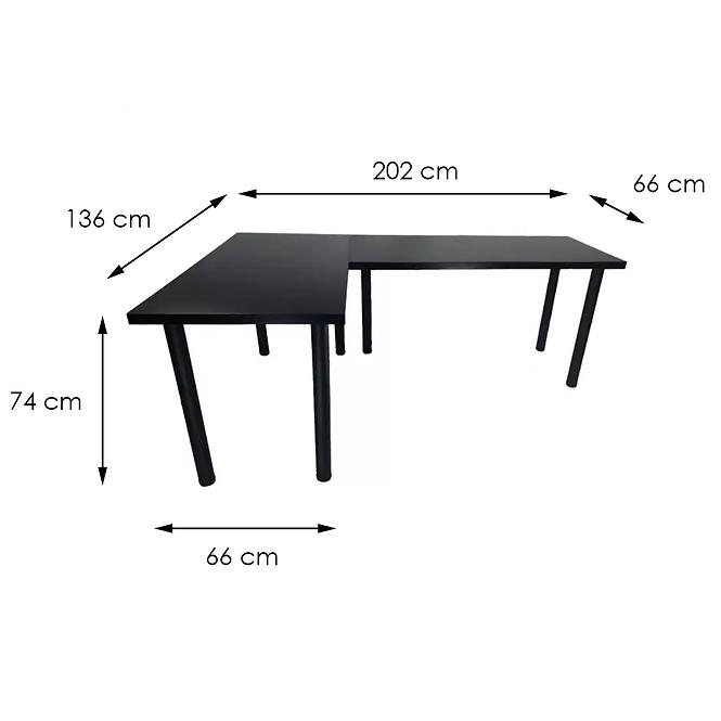 Psací Stůl Rohovy Pro Hráča 2x 136cm Model 0 Černá Nízký