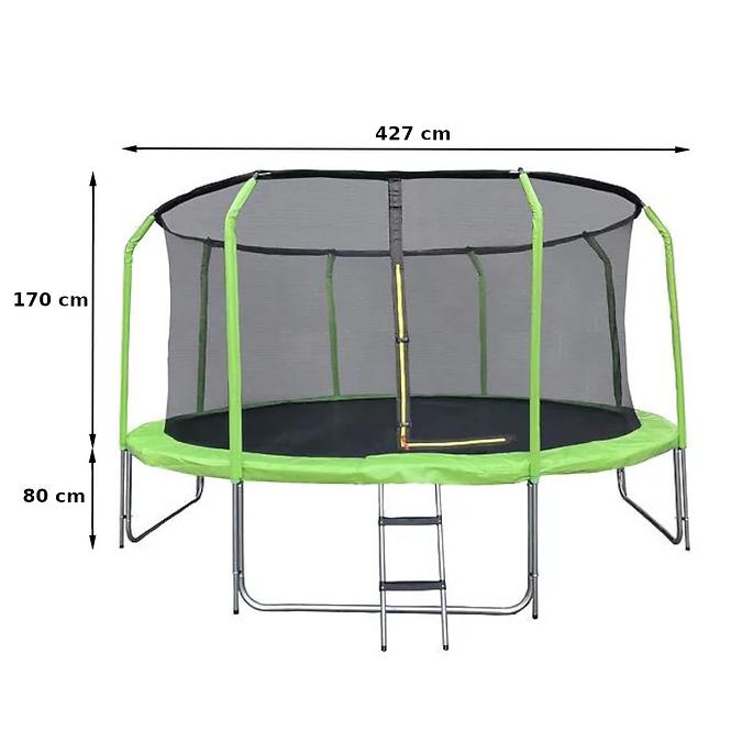 Trampolína COMFORT 427cm zelená s žebříkem