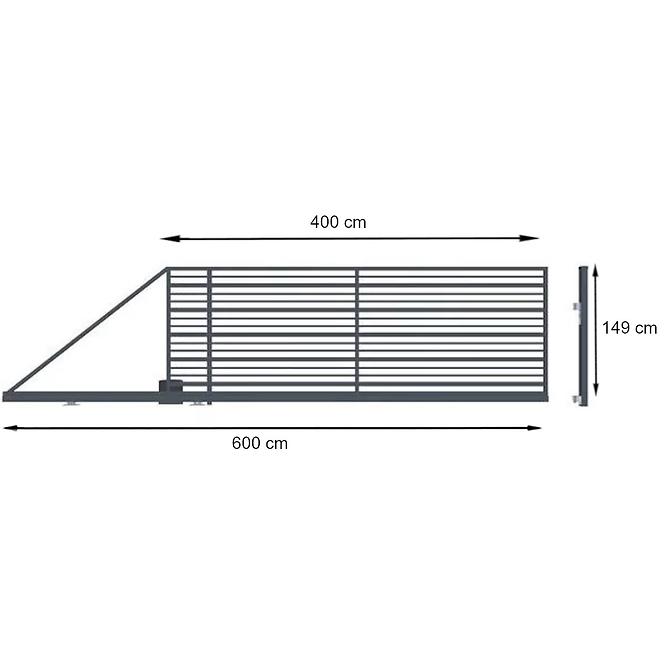 BRÁNA POSUVNA RUBIN S POHONEM - LEVÁ 149 X 400 CM