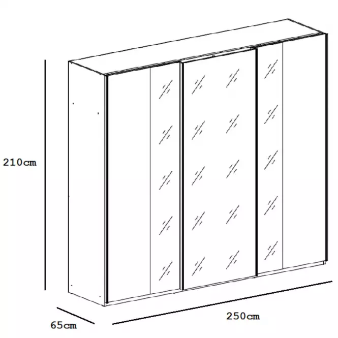 Šatní skříň Praga 250cm Bílá,3