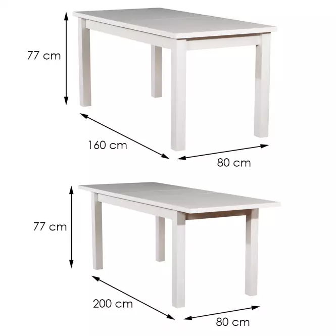 Stůl ST28 160X80+40 Bílý