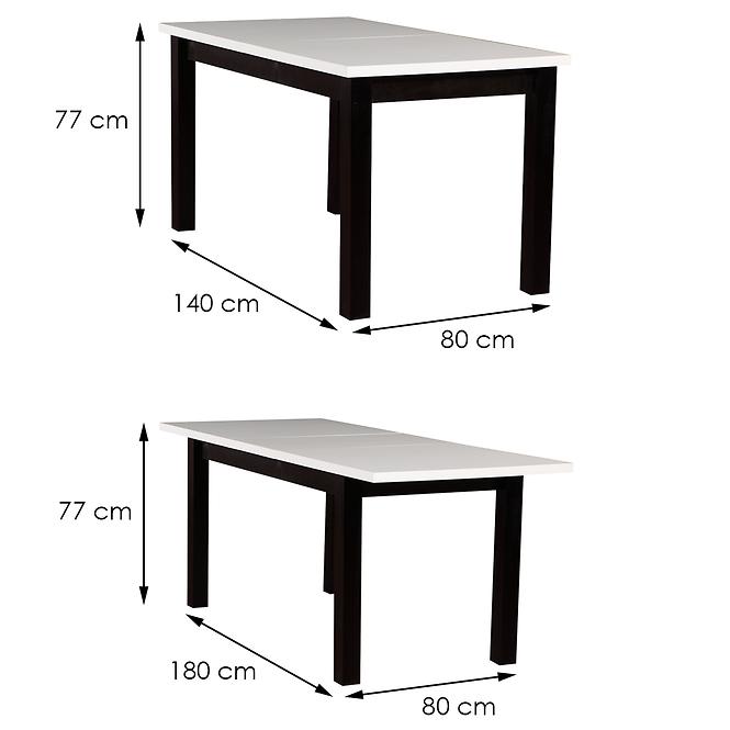 Stůl ST28 140X80+40 Bílý/Černá