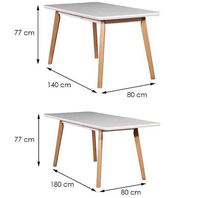 Stůl ST41 140x80+40 Bílý/Buk