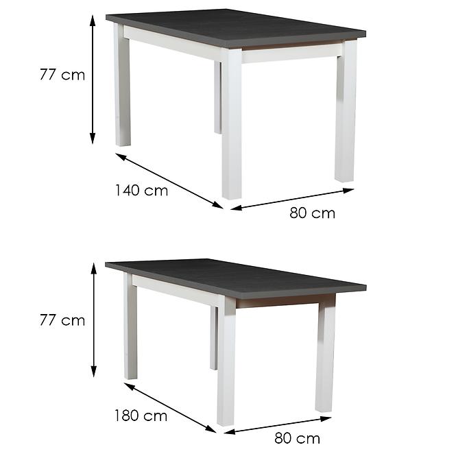 Stůl ST28 140X80+40 Grafit/Bílý