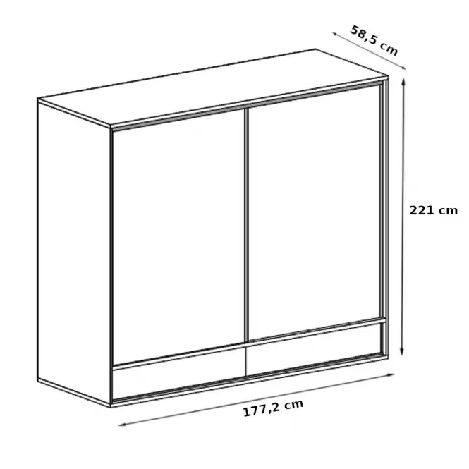 Šatní skříň Mediolan 177,2cm Deska Natural Hikora,3