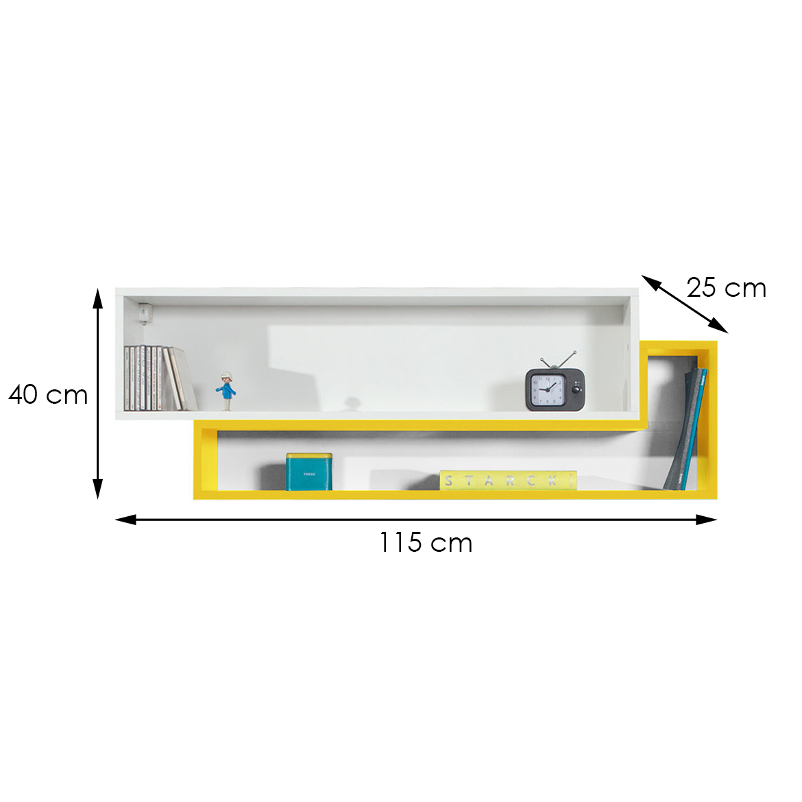 Závěsná skříňka Mobi 115 cm, bílá / žlutá,3