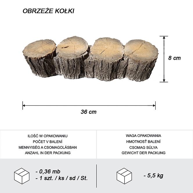 Zahradní obrubník palisádový imitace dřeva 36,4x10x8 cm